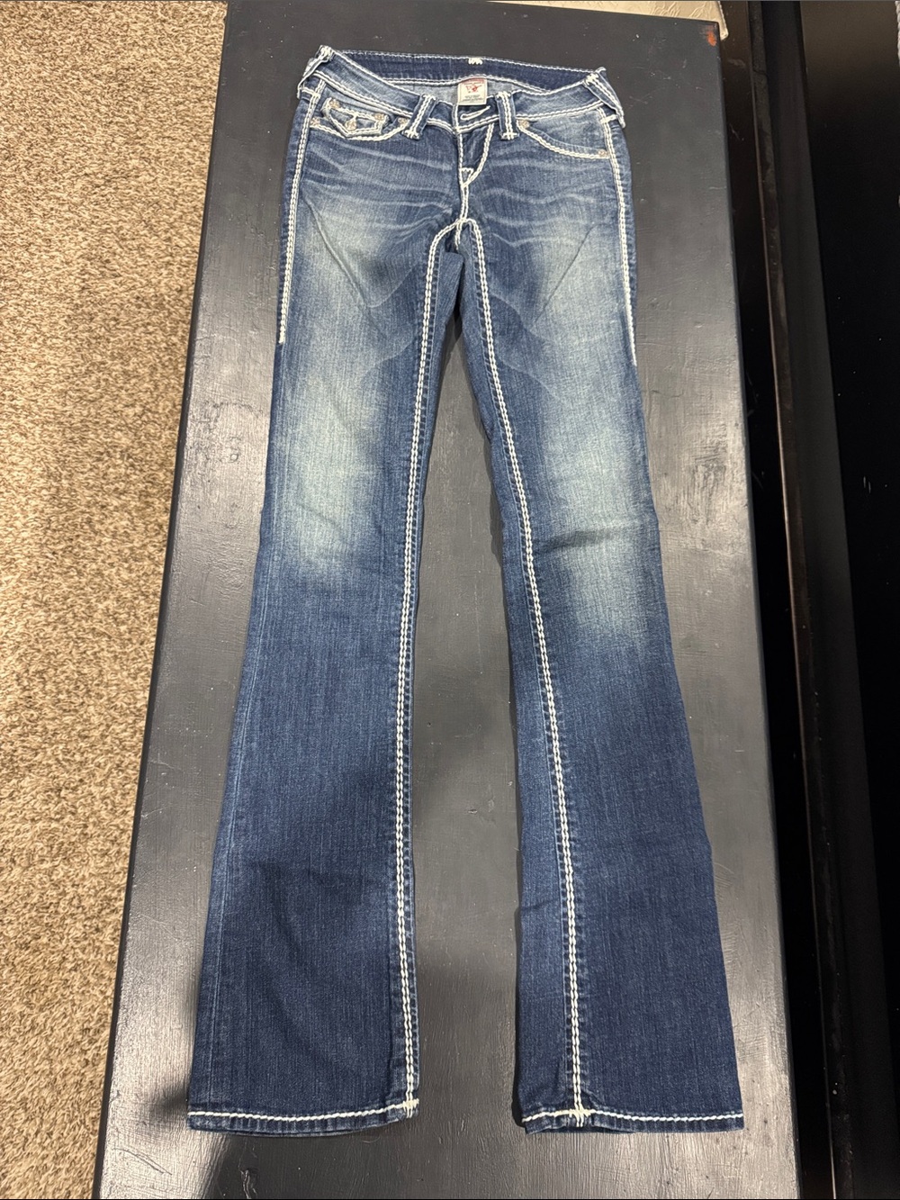 True Religion Women's Straight Leg Jeans in Faded Blue